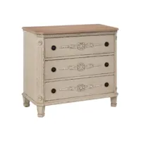 bojan - meuble 3 tiroirs aspect vieilli blanc et naturel