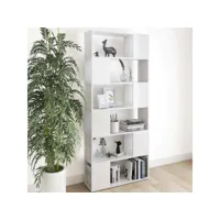 bibliothèque, étagère de rangement, meuble de rangement de séparation blanc brillant 80x24x186cm aggloméré meuble pro koo74518