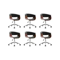 lot de 6 chaises de salle à manger cuisine design contemporain synthétique noir cds022677