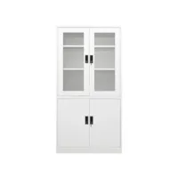 armoire de rangement, armoire de bureau blanc 90x40x180 cm acier pks52117 meuble pro