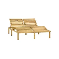 transat chaise longue bain de soleil lit de jardin terrasse meuble d'extérieur double bois de pin imprégné de vert helloshop26 02_0012745
