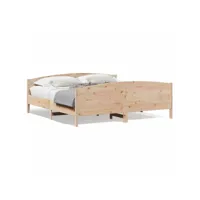 cadre de lit avec tête de lit 200x200 bois de pin massif