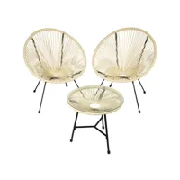 tectake ensemble table et chaises de jardin santana - beige 404413