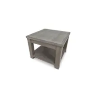 bout de canapé carré bois massif gris - gabriel - l 60 x l 60 x h 45 cm - neuf