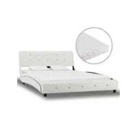 lit avec matelas blanc similicuir 120 x 200 cm