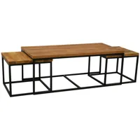 tables basses modulables en bois recyclé et métal loft (lot de 3)