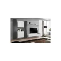 ensemble meuble salon mural switch vi design, coloris blanc et gris brillant.