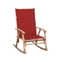chaise à bascule fauteuil à bascule  fauteuil de relaxation avec coussin bambou meuble pro frco80161