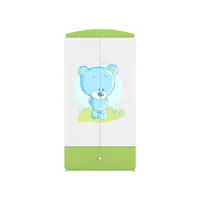 armoire enfant ourson bleu 2 portes 1 tiroir de rangement - vert