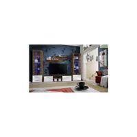 ensemble meuble tv mural galino c avec led 320x190x45 cm - corps prunier/front blanc de haute brillance et prunier 23 nwhn gc