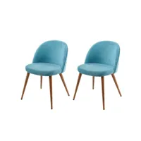 2x chaise de salle à manger hwc-d53, fauteuil, style rétro années 50, en velours ~ bleu turquoise