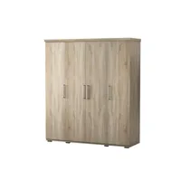 armoire, garde-robe, collection tom, 4 portes 160 cm, penderie intégrée chêne sonoma