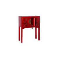 console 2 portes, 6 tiroirs rouge meuble chinois - pekin - l 63 x l 26 x h 80 cm - neuf