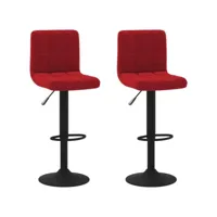 lot de 2 tabourets de bar, chaises de bar, tabourets hauts, sièges de cuisine rouge bordeaux velours ssa2573 meuble pro