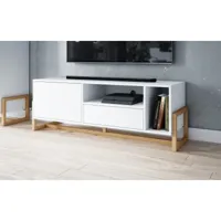 meuble banc tv - 140 cm - blanc mat - style moderne oslo
