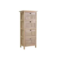 armoire en bois kate avec 4 tiroirs rectangulaires naturels cm 39,5 x 27,5 xh 92,5