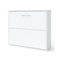 lit escamotable horizontal 120x190 klika-coffrage blanc-façade pistache