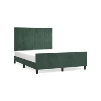 cadre de lit avec tête de lit vert foncé 140x200 cm velours