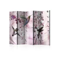 paravent - flying hummingbirds (pink) ii [room dividers] [225x172]