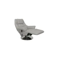 fauteuil de relaxation électrique cuir gris clair - thader - l 83 x l 86 x h 111 cm - neuf
