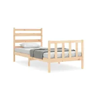 cadre de lit et tête de lit 100x200 bois massif