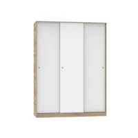 armoire avec 3 portes coulissantes coloris cambrian/blanc - hauteur 200 x longueur 150 x profondeur 55 cm