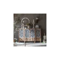 bahut 4 tiroirs bois marron 160x42x102cm - décoration d'autrefois