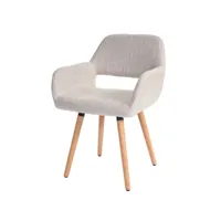 chaise de salle à manger altena ii, fauteuil, design rétro des années 50 ~ tissu, crème/gris