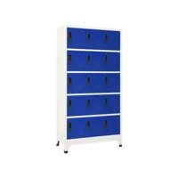 armoire à casiers gris et bleu 90x40x180 cm acier