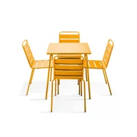ensemble table de jardin et 4 chaises en métal jaune - palavas