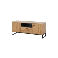 odin - meuble tv - bois et métal noir - 135 cm - style industriel - bestmobilier - bois