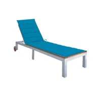 transat chaise longue bain de soleil lit de jardin terrasse meuble d'extérieur avec coussin bois d'acacia et acier galvanisé helloshop26 02_0012319