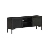 meuble tv，meuble de rangement，banc tv noir 115x30x46 cm bois massif de manguier cmwi621677