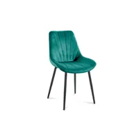 tavira - lot de 4 chaises en velours vert pieds en métal noir tavira-ver