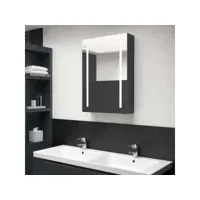 armoire de salle de bain à miroir led 50 x 13 x 70 cm noir brillant helloshop26 02_0006614
