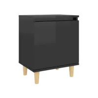 table de chevet avec pieds en bois noir brillant 40x30x50 cm