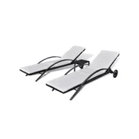 chaises longues avec table 199,5 x 65 x 37 cm résine tressée noir helloshop26 02_0011914