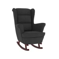 fauteuil à bascule, rocking chair, fauteuil relax et pieds en bois massif d'hévéa noir velours lqd8647 meuble pro