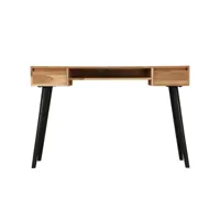 bureau table meuble travail informatique à écrire bois d'acacia massif 118 cm helloshop26 0502113