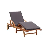 bain de soleil, transat, chaise longue avec coussin bois d'acacia solide togp34720