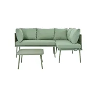 canapé de jardin ensemble de salon en l ensemble de salon en corde verte avec coussins d'assise pieds réglables 2 canapés et 1 table vert