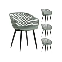 lot de 4 chaises de salle à manger ou cuisine madeira en plastique vert de gris