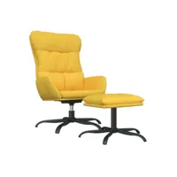 chaise de détente et repose-pied jaune moutarde tissu