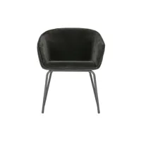 chaises de salle à manger en velours avec accoudoirs sien lot de 2 chaises coloris noir