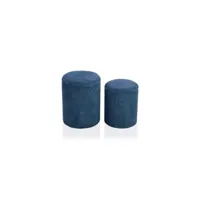 set 2 poufs velours bleu