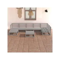 8 pcs salon de jardin  salon d'extérieur  ensemble meuble de jardin  mobilier d'extérieur gris bois de pin massif nvci807847