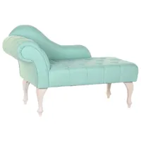 chaise longue, méridienne en polyester vert et bois naturel  - longueur  119 x profondeur 55  x hauteur 77 cm