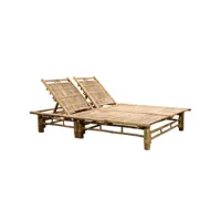 bain de soleil, transat, chaise longue pour 2 personnes avec coussins bambou togp99612