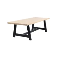 table de jardin rectangulaire 6-8 places en acier traité et bois massif 240 cm - ubud