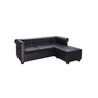 canapé chesterfield，banquette sofa pour salon en forme de l cuir synthétique noir cniw941740